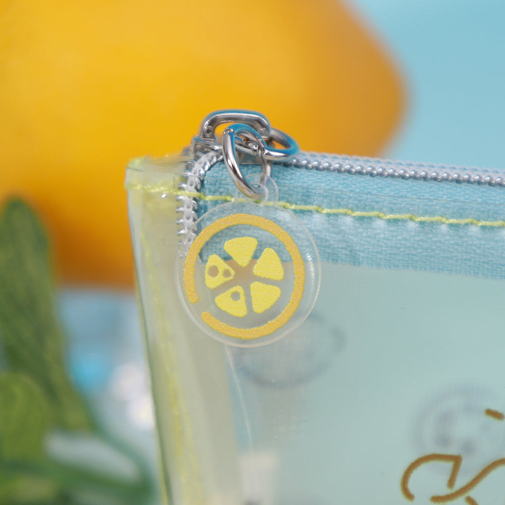 Kirby｜2023夏季限定卡比瓦豆柠檬双面图案透明笔袋/柠檬拉链头｜约W190×H60×D40mm