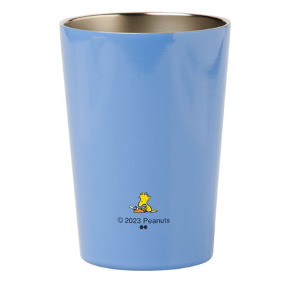 Snoopy｜plaza 蓝色Good Friend限定保温桌面杯/也可做保温保冷杯套｜約 W9×H13×D9cm