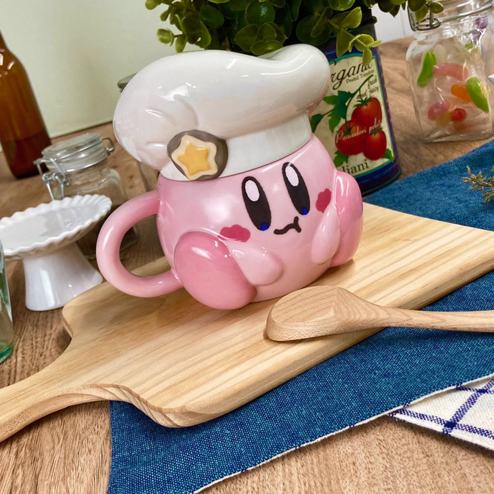 Kirby｜可爱陶瓷厨师帽盖马克杯/桌面杯/摆件｜约H125×W135×D105mm