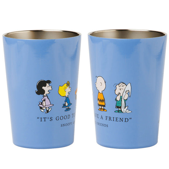 Snoopy｜plaza 蓝色Good Friend限定保温桌面杯/也可做保温保冷杯套｜約 W9×H13×D9cm