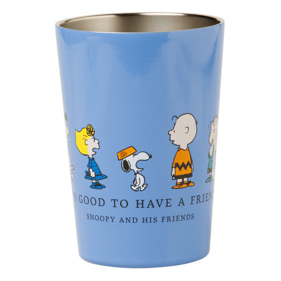 Snoopy｜plaza 蓝色Good Friend限定保温桌面杯/也可做保温保冷杯套｜約 W9×H13×D9cm